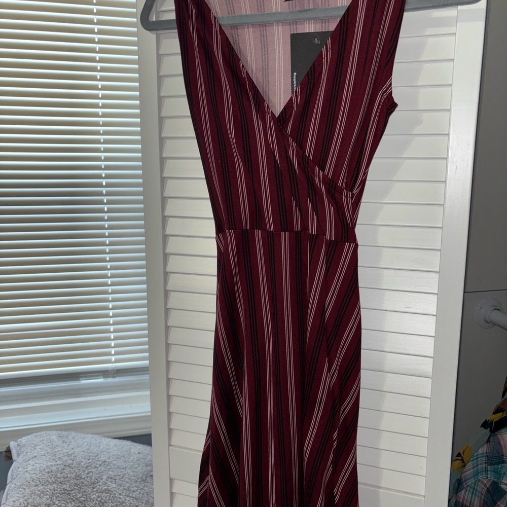 Rebel Sugar Burgundy and White Striped Maxi Dress